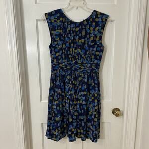 Boden Selina Blue Colorful Polka Dot Fit &‎ Flare Dress US 8R Artsy Career Party